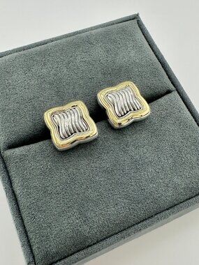 David Yurman Quatrefoil Cufflinks w/ Sterling Silver & 18K Yellow Gold - RARE